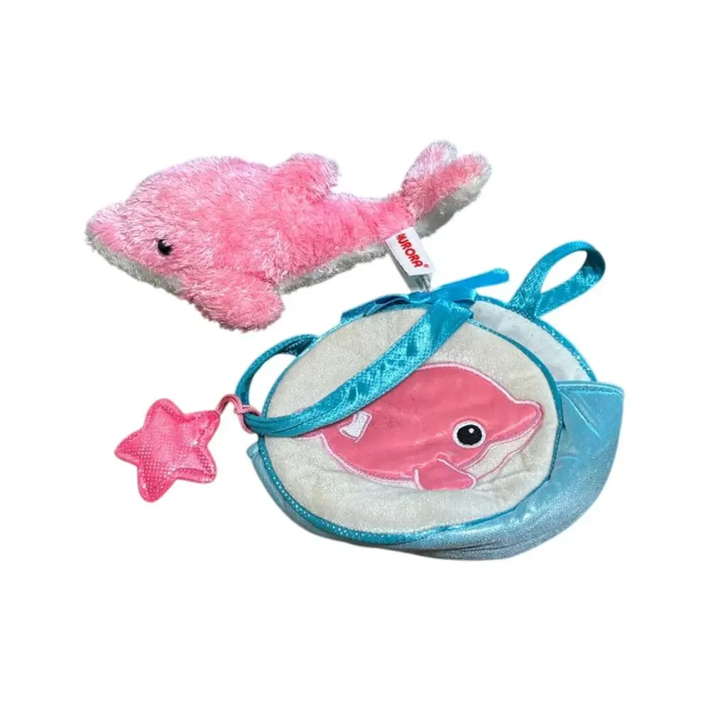 Aurora Fancy Pals Peek A Boo Dolphin Pink Plush Blue White Bag 7